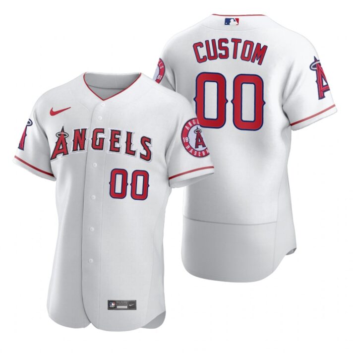 Men’s Los Angeles Angels Custom Nike White 2020 Stitched MLB Flex Base Jersey