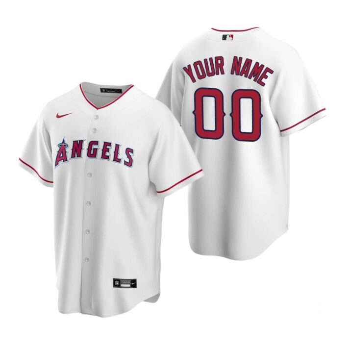 Men’s Los Angeles Angels Custom Nike White Stitched MLB Cool Base Home Jersey