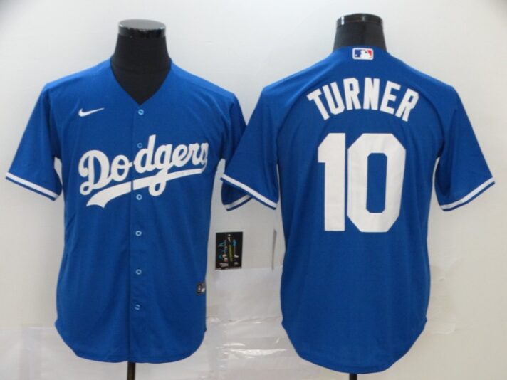 Men’s Los Angeles Dodgers #10 Justin Turner Blue Stitched MLB Cool Base Nike Jersey
