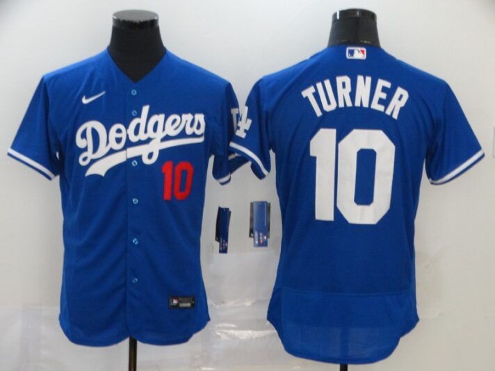 Men’s Los Angeles Dodgers #10 Justin Turner Blue Stitched MLB Flex Base Nike Jersey