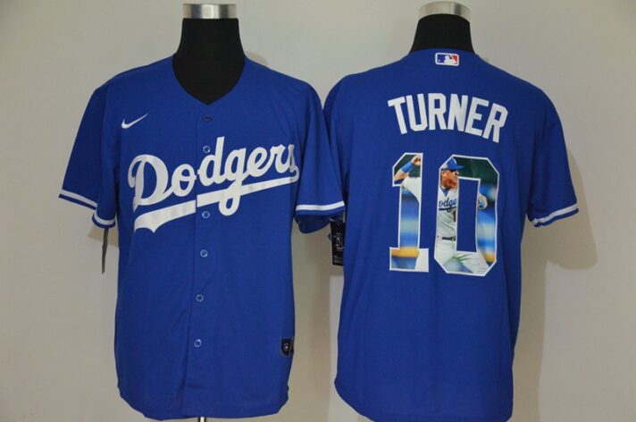 Men’s Los Angeles Dodgers #10 Justin Turner Blue Unforgettable Moment Stitched Fashion MLB Cool Base Nike Jersey