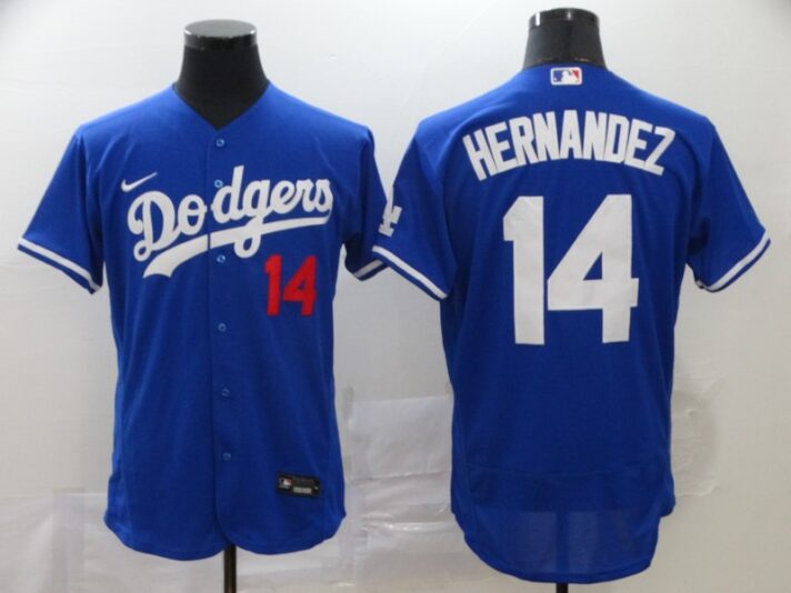 Men’s Los Angeles Dodgers #14 Enrique Hernandez Blue Stitched MLB Flex Base Nike Jersey