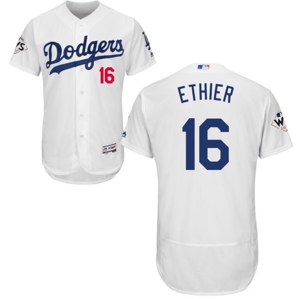 Men’s Los Angeles Dodgers #16 Andre Ethier White Flexbase Authentic Collection 2017 World Series Bound Stitched MLB Jersey