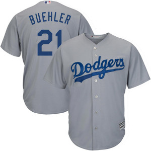 Men’s Los Angeles Dodgers #21 Walker Buehler Player Replica Gray Cool Base Road Jersey