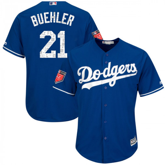 Men’s Los Angeles Dodgers #21 Walker Buehler Player Replica Royal Cool Base 2018 Spring Training Jersey