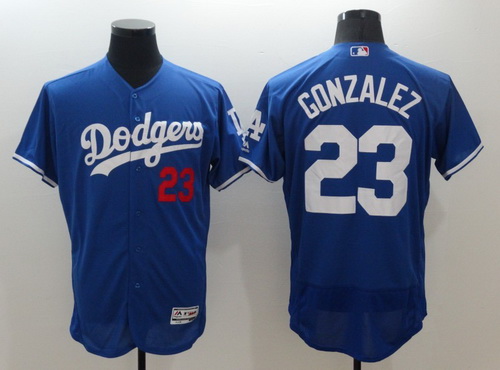 Men’s Los Angeles Dodgers #23 Adrian Gonzalez Royal Blue 2016 Flexbase Majestic Baseball Jersey