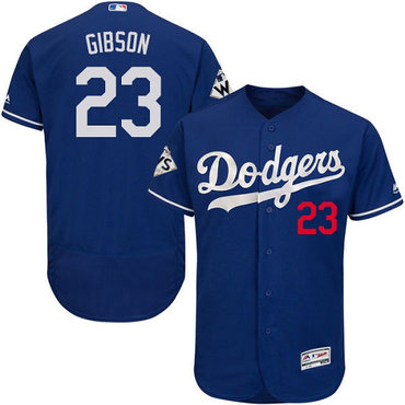 Men’s Los Angeles Dodgers #23 Kirk Gibson Blue Flexbase Authentic Collection 2017 World Series Bound Stitched MLB Jersey