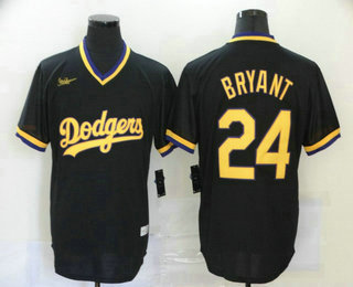 Men’s Los Angeles Dodgers #24 Kobe Bryant Black Stitched Pullover Throwback Nike Jersey