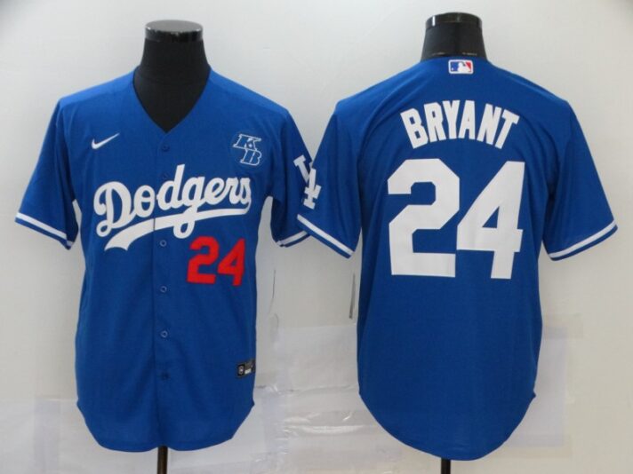 Men’s Los Angeles Dodgers #24 Kobe Bryant Blue KB Patch Stitched MLB Cool Base Nike Jersey
