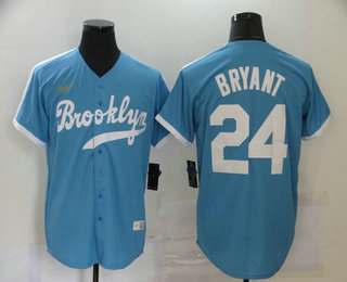 Men’s Los Angeles Dodgers #24 Kobe Bryant Light Blue Stitched MLB Cool Base Cooperstown Collection Nike Jersey