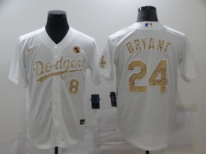 Men’s Los Angeles Dodgers #24 Kobe Bryant White Fashion Stitched MLB Cool Base Nike Jersey