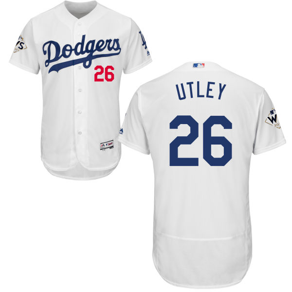 Men’s Los Angeles Dodgers #26 Chase Utley White Flexbase Authentic Collection 2017 World Series Bound Stitched MLB Jersey