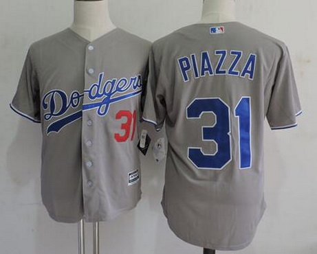 Men’s Los Angeles Dodgers #31 Mike Piazza Retired Gray Collection Player Jersey