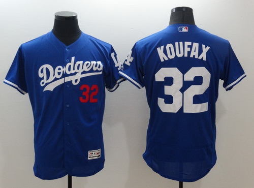 Men’s Los Angeles Dodgers #32 Sandy Koufax Retired Blue 2016 Flexbase Majestic Baseball Jersey