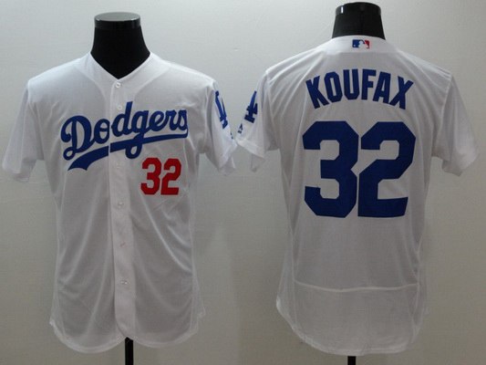 Men’s Los Angeles Dodgers #32 Sandy Koufax White Flexbase 2016 MLB Player Jersey