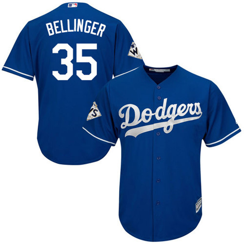Men’s Los Angeles Dodgers #35 Cody Bellinger Blue New Cool Base 2017 World Series Bound Stitched MLB Jersey