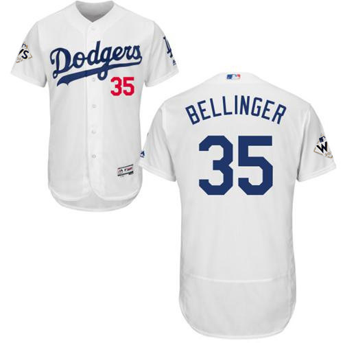 Men’s Los Angeles Dodgers #35 Cody Bellinger White Flexbase Authentic Collection 2017 World Series Bound Stitched MLB Jersey