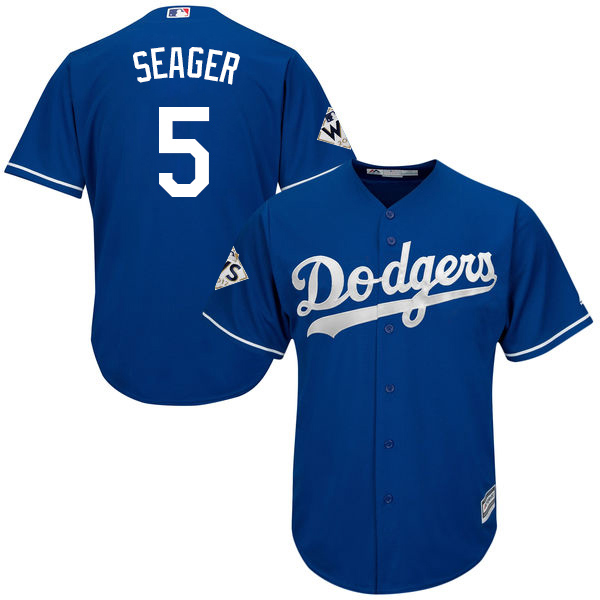 Men’s Los Angeles Dodgers #5 Corey Seager Blue New Cool Base 2017 World Series Bound Stitched MLB Jersey