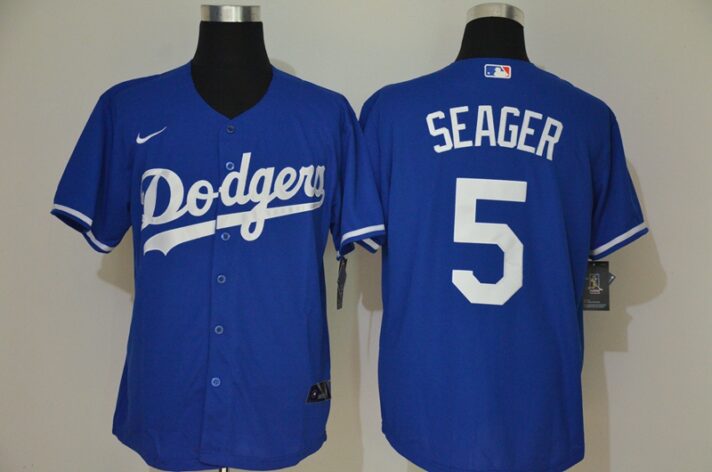 Men’s Los Angeles Dodgers #5 Corey Seager Blue Stitched MLB Cool Base Nike Jersey