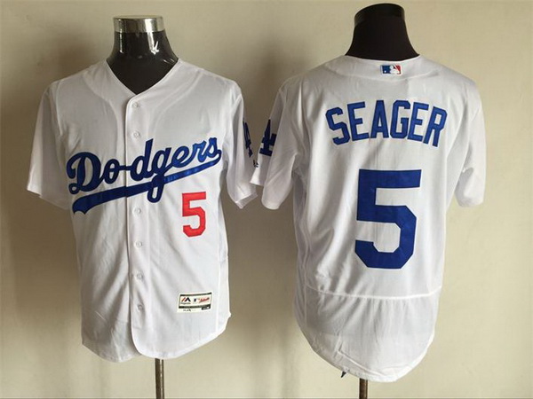 Men’s Los Angeles Dodgers #5 Corey Seager White 2016 Flexbase Majestic Baseball Jersey