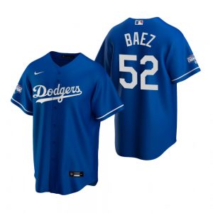 Men’s Los Angeles Dodgers #52 Pedro Baez Royal 2020 World Series Champions Replica Jersey