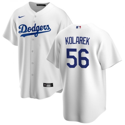Men’s Los Angeles Dodgers #56 Adam Kolarek White Home Jersey