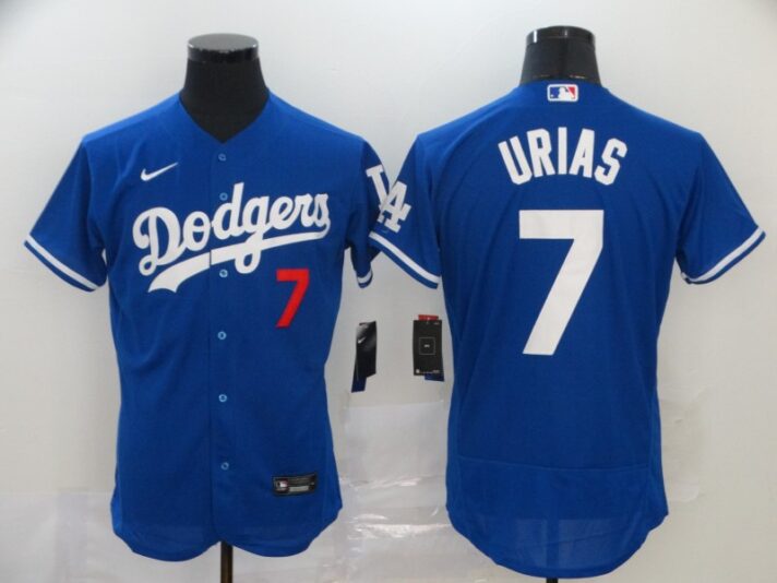 Men’s Los Angeles Dodgers #7 Julio Urias Blue Stitched MLB Flex Base Nike Jersey