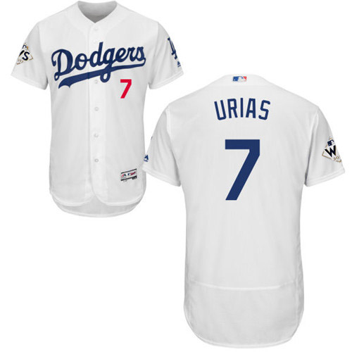 Men’s Los Angeles Dodgers #7 Julio Urias White Flexbase Authentic Collection 2017 World Series Bound Stitched MLB Jersey