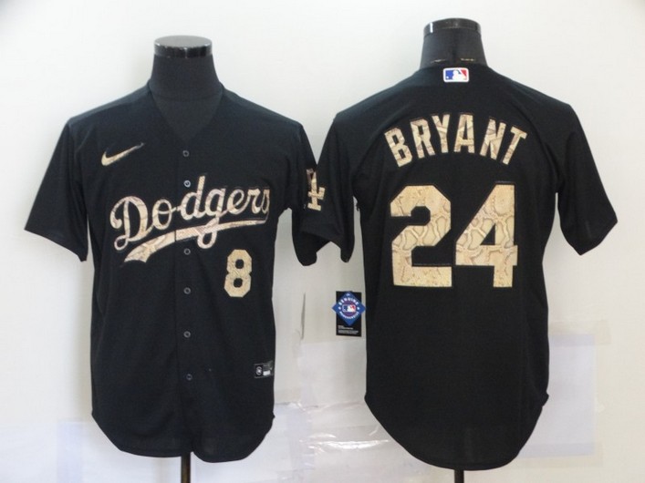 Men’s Los Angeles Dodgers #8 #24 Kobe Bryant Black Fashion Stitched MLB Cool Base Nike Jersey