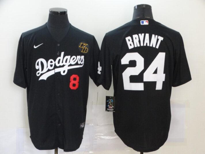Men’s Los Angeles Dodgers #8 #24 Kobe Bryant Black KB Patch Stitched MLB Cool Base Nike Jersey