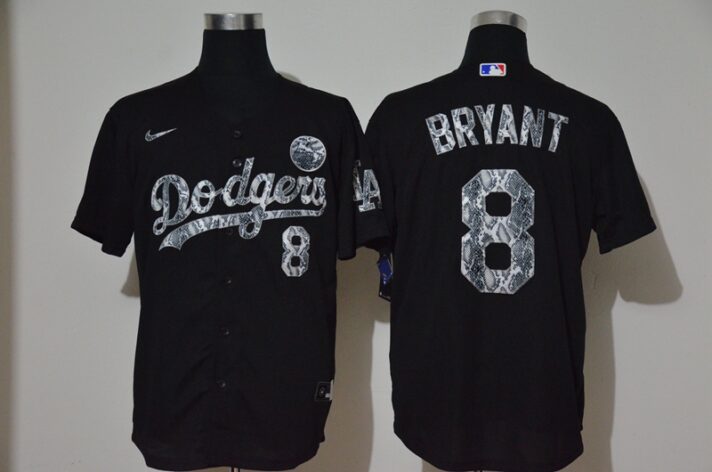 Men’s Los Angeles Dodgers #8 Kobe Bryant Black Silver Mamba Stitched MLB Cool Base Nike Jersey