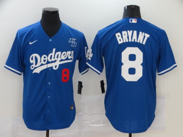 Men’s Los Angeles Dodgers #8 Kobe Bryant Blue KB Patch Stitched MLB Cool Base Nike Jersey