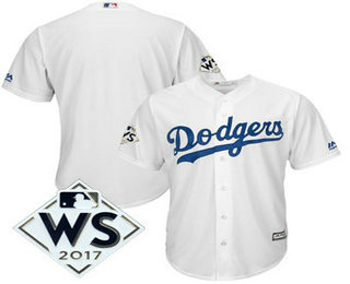 Men’s Los Angeles Dodgers Majestic White 2017 World Series Patch Cool Base Team Jersey