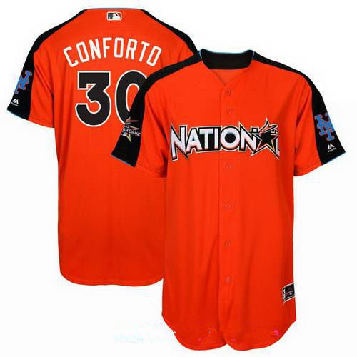 Men’s National League New York Mets #30 Michael Conforto Majestic Orange 2017 MLB All-Star Game Home Run Derby Player Jersey