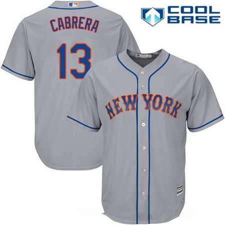 Men’s New York Mets #13 Asdrubal Cabrera Gray Road Stitched MLB Majestic Cool Base Jersey