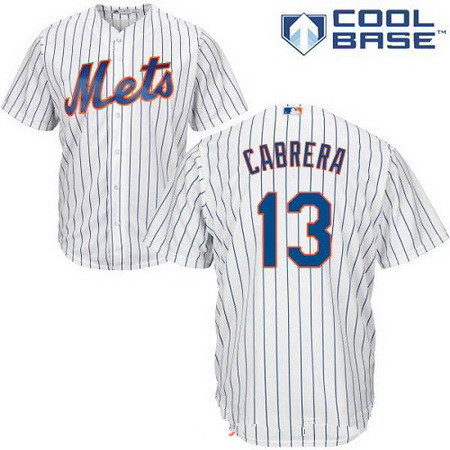 Men’s New York Mets #13 Asdrubal Cabrera White Home Stitched MLB Majestic Cool Base Jersey