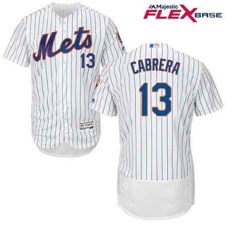 Men’s New York Mets #13 Asdrubal Cabrera White Home Stitched MLB Majestic Flex Base Jersey