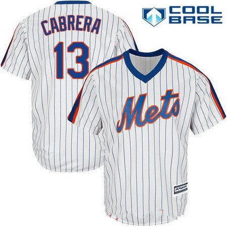 Men’s New York Mets #13 Asdrubal Cabrera White Pullover Stitched MLB Majestic Cool Base Jersey