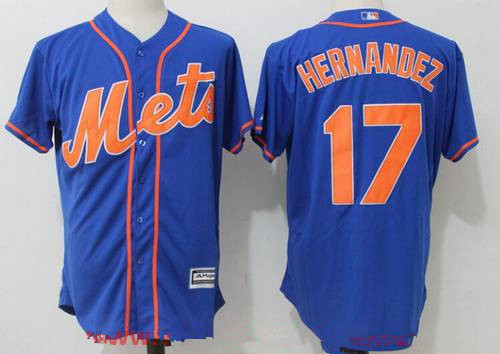 Men’s New York Mets #17 Keith Hernandez Retired Royal Blue with Orange Stitched MLB Majestic Cool Base Jersey