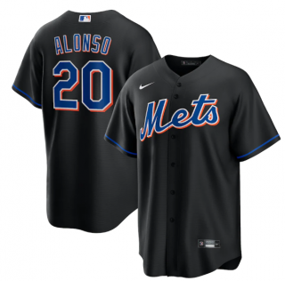 Men’s New York Mets #20 Pete Alonso Black 2022 Cool Base Stitched Baseball Jersey