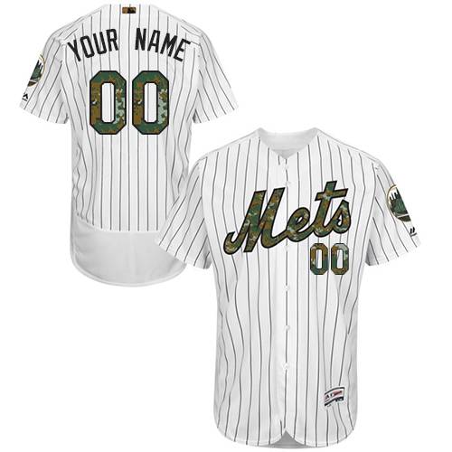 Mens New York Mets 2016 Memorial Day Fashion White Customized Flexbase Majestic MLB Collection Jersey