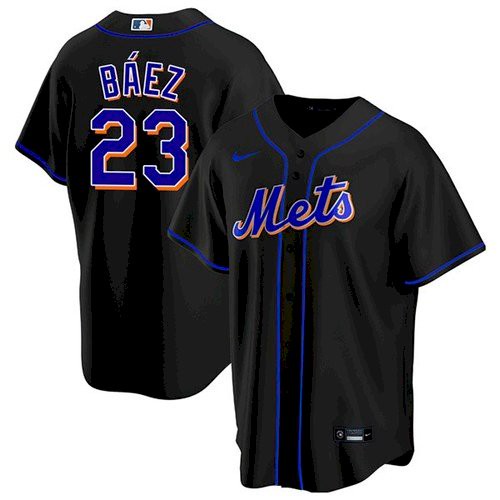 Men’s New York Mets #23 Javier Baez Black Replica Nike Jersey