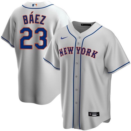 Men’s New York Mets #23 Javier Baez Gray Replica Nike Jersey