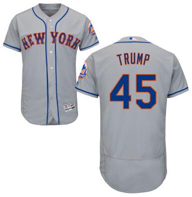 Men’s New York Mets #45 Presidential Candidate Donald Trump Gray Jersey