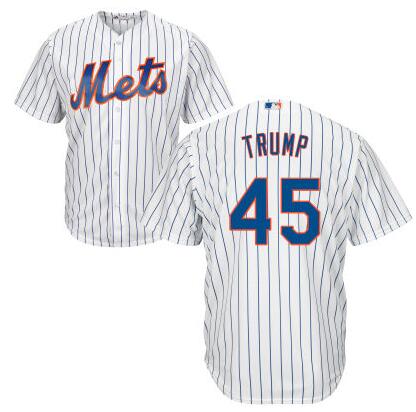 Men’s New York Mets #45 Presidential Candidate Donald Trump White Jersey