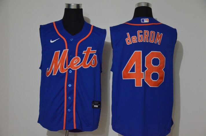 Men’s New York Mets #48 Jacob deGrom Blue 2020 Cool and Refreshing Sleeveless Fan Stitched MLB Nike Jersey