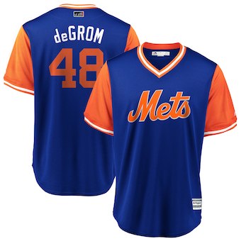 Men’s New York Mets 48 Jacob deGrom deGrom Majestic Royal 2018 Players’ Weekend Cool Base Jersey