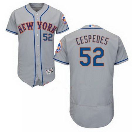 Men’s New York Mets #52 Yoenis Cespedes Gray Road Stitched MLB Majestic Flex Base Jersey