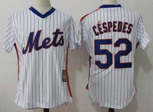 Men’s New York Mets #52 Yoenis Cespedes White Pullover Stitched MLB Majestic Cooperstown Collection Jersey