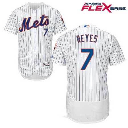 Men’s New York Mets #7 Jose Reyes White Home Stitched MLB Majestic Flex Base Jersey